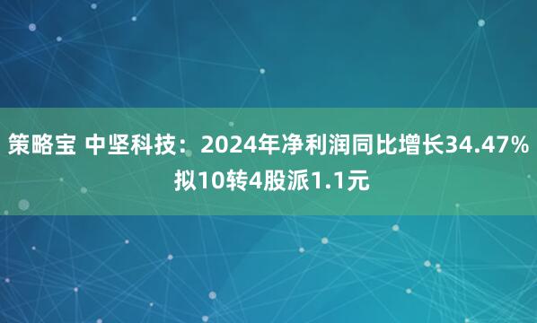 策略宝 中坚科技：2024年净利润同比增长34.47% 拟10转4股派1.1元