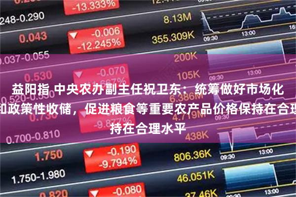 益阳指 中央农办副主任祝卫东：统筹做好市场化收购和政策性收储，促进粮食等重要农产品价格保持在合理水平